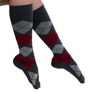 Royfa Fashion Compression Sock Calf Style 15-20 mmHg Pink Argyle